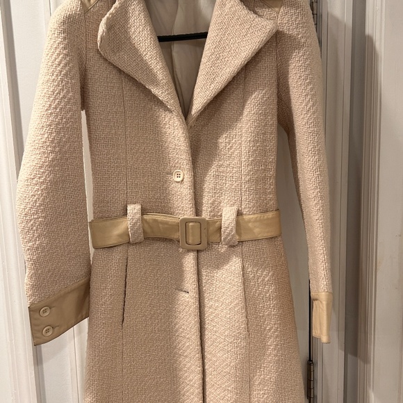 mackage women wool coat with leather trim - Picture 6 of 8